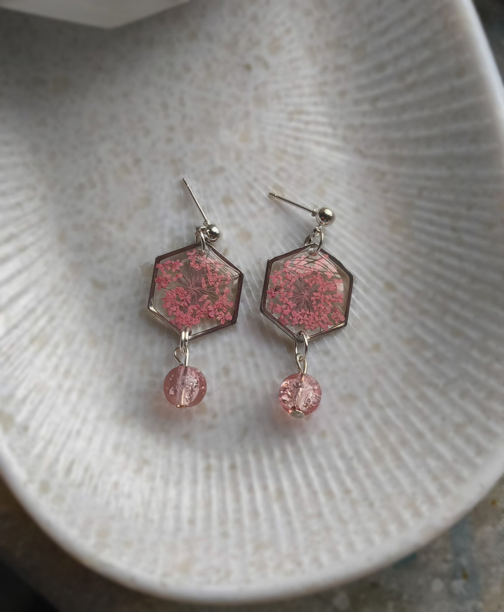 Anne Lace earrings (pink)